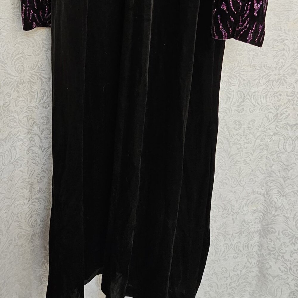 David Brown vintage black velvet hostess gown sparkling tigerstripe glitter slvs - Picture 5 of 5